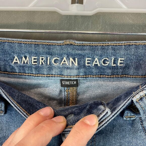 American Eagle Stretch Jeans Women Size 8 Light Blue 5-Pocket Design Zip Fly - Picture 3 of 11